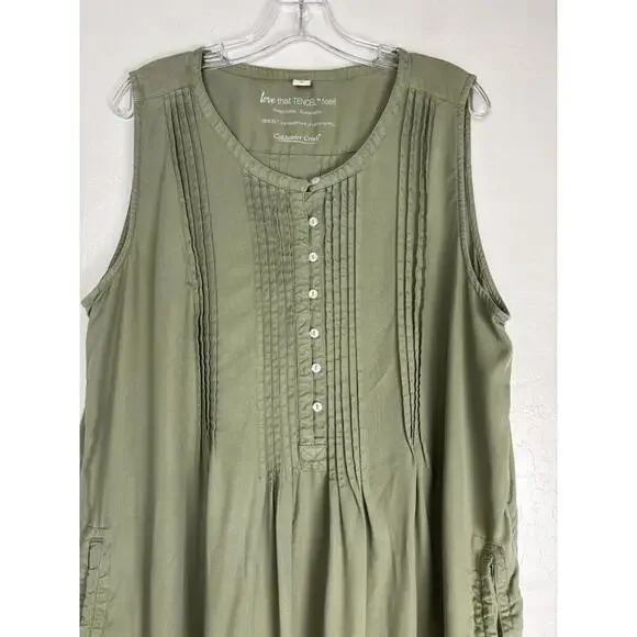 Coldwater Creek Olive Green Sleeveless Dress - Picture 2 of 6